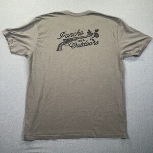 Poncho Outdoors T-Shirt Mens XL Heather Brown Revolver Rose Graphic Short Sleeve